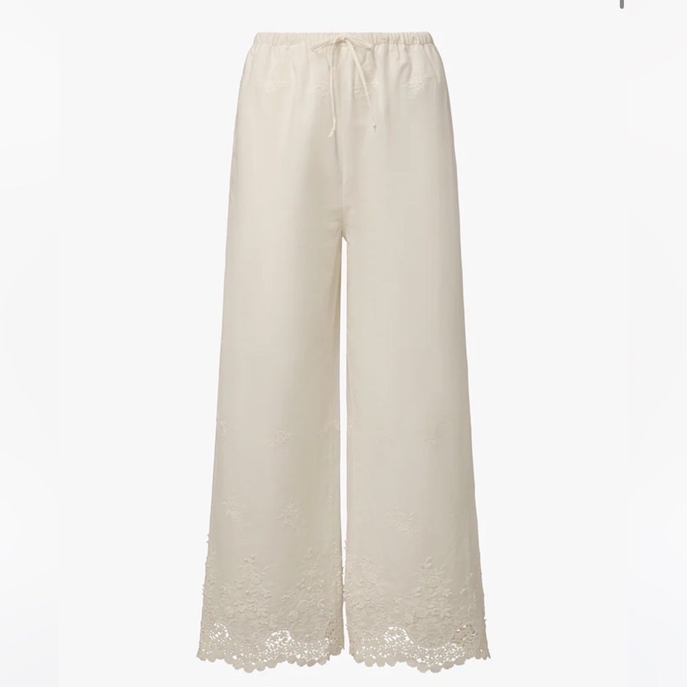 WeWoreWhat brand ivory bottom Lace Trim Pants Sz M like New - Picture 2 of 5